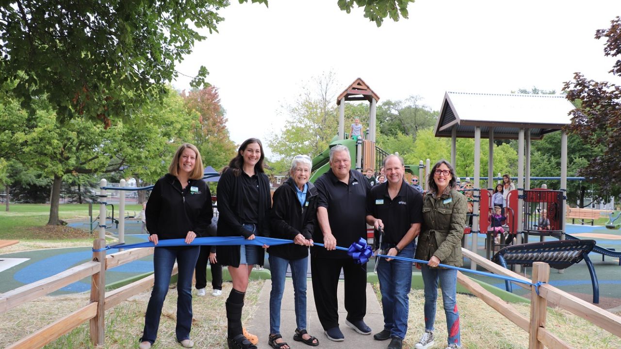 Elmhurst Park District Board of Park Commissioners Ribbon Cutting playground Eldridge Park, Elmhurst, IL