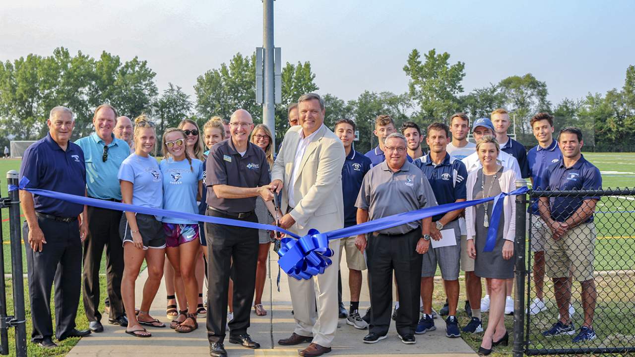 Elmhurst Park District Park Board, Sports Affiliate Groups and Park District Staff celebrate ribbon cutting