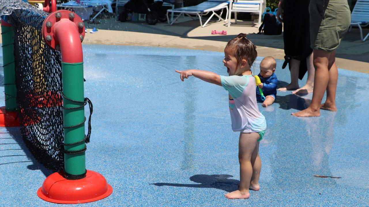 splashing around on a spray ground