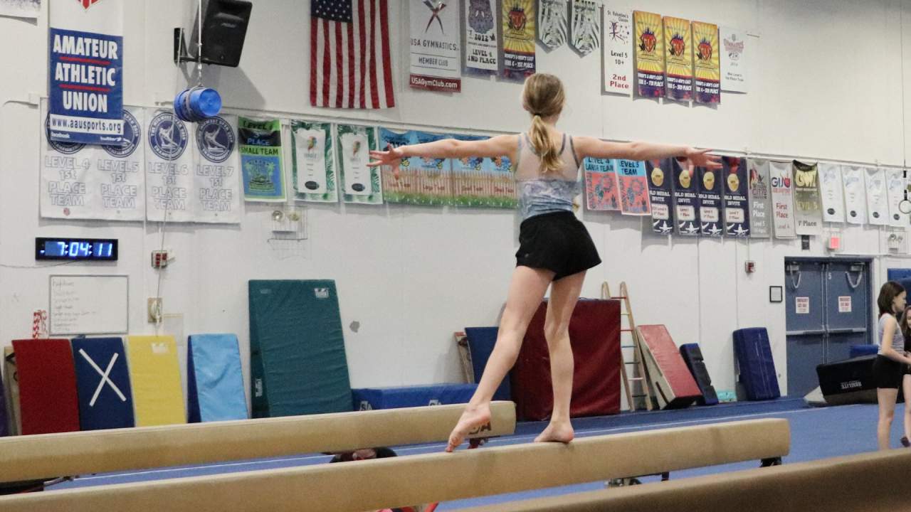 gymnast on balance beam