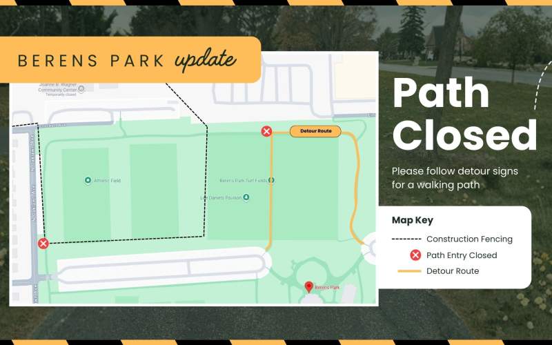 Berens Park path detours map
