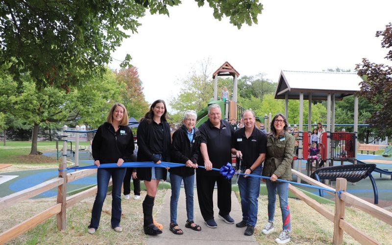 Elmhurst Park District Board of Park Commissioners Ribbon Cutting playground Eldridge Park, Elmhurst, IL