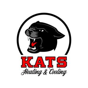 Black panther head logo above bold red text “KATS” and the script “Heating & Cooling” on a white background.