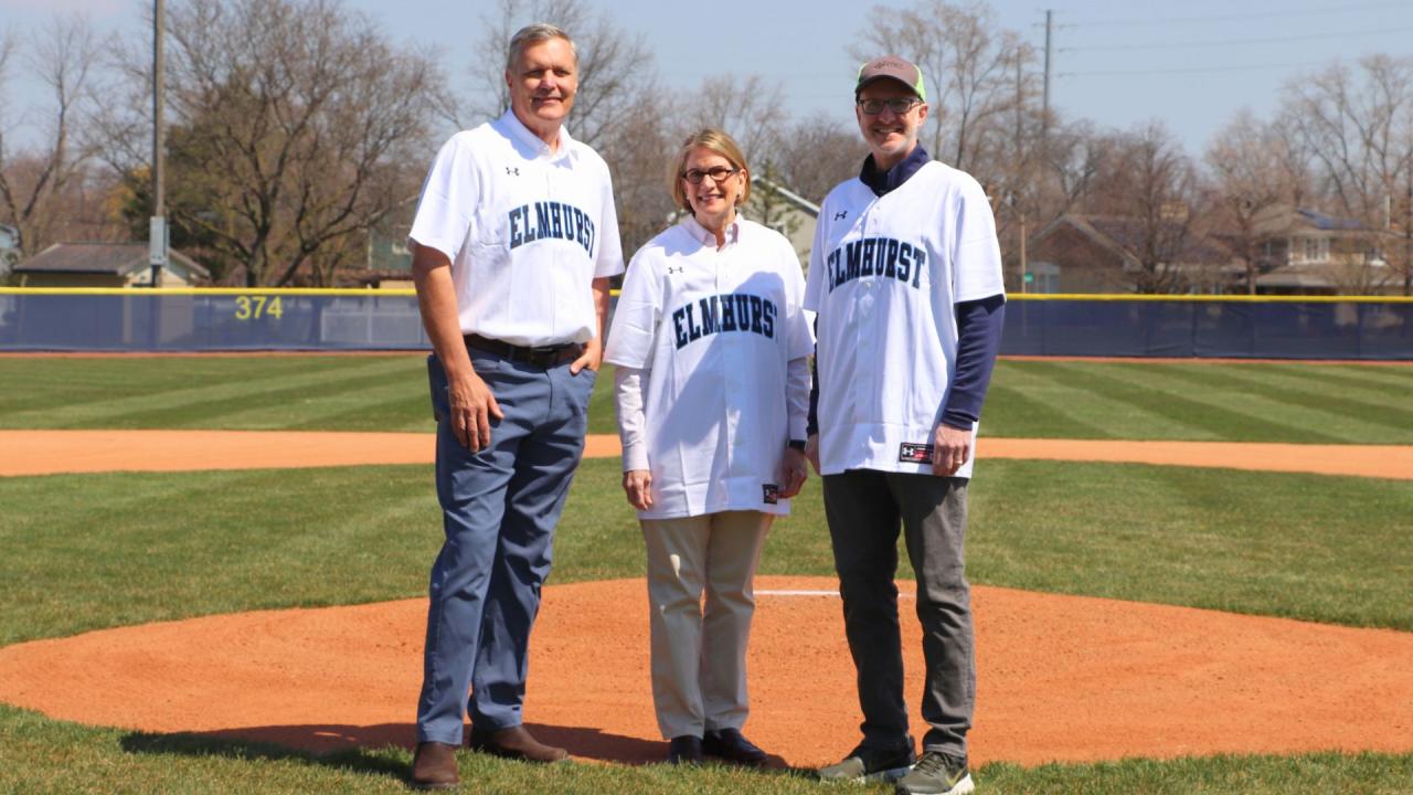 Elmhurst University President, Troy D. VanAken, State Senator Suzy Glowiak-Hilton (D-24), Elmhurst Park District Executive Director Jim Rogers