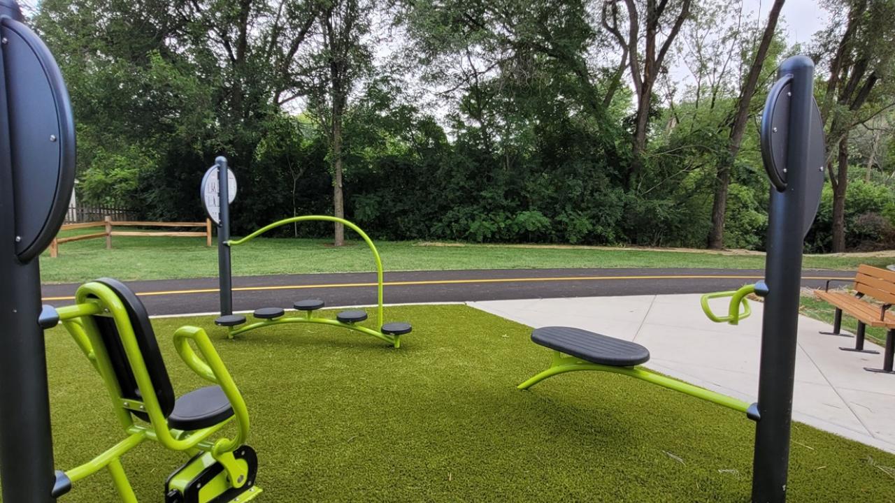 New adult fitness equipment at Pick Park Pick Park fitness equipment