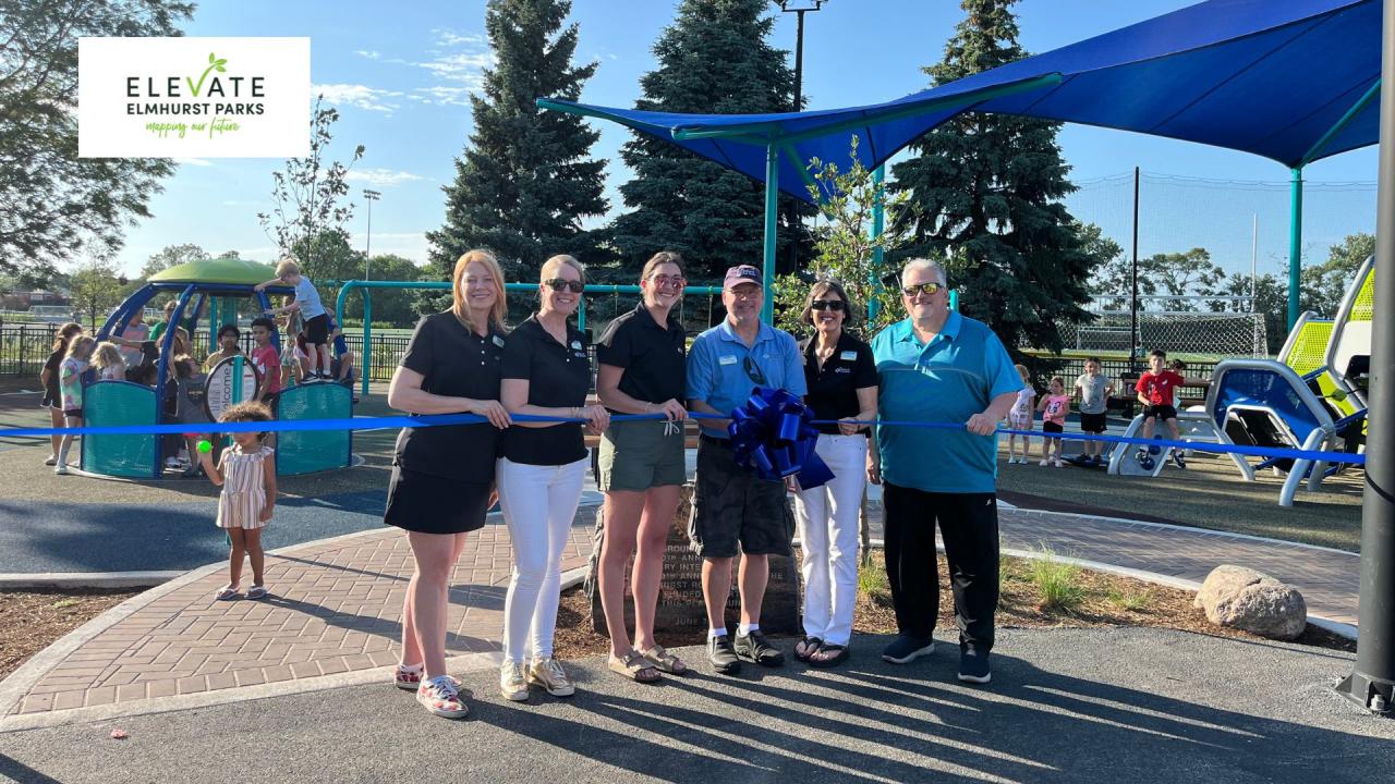 A ribbon cutting was held on June 20 to celebrate the new playground. Ribbon Cutting